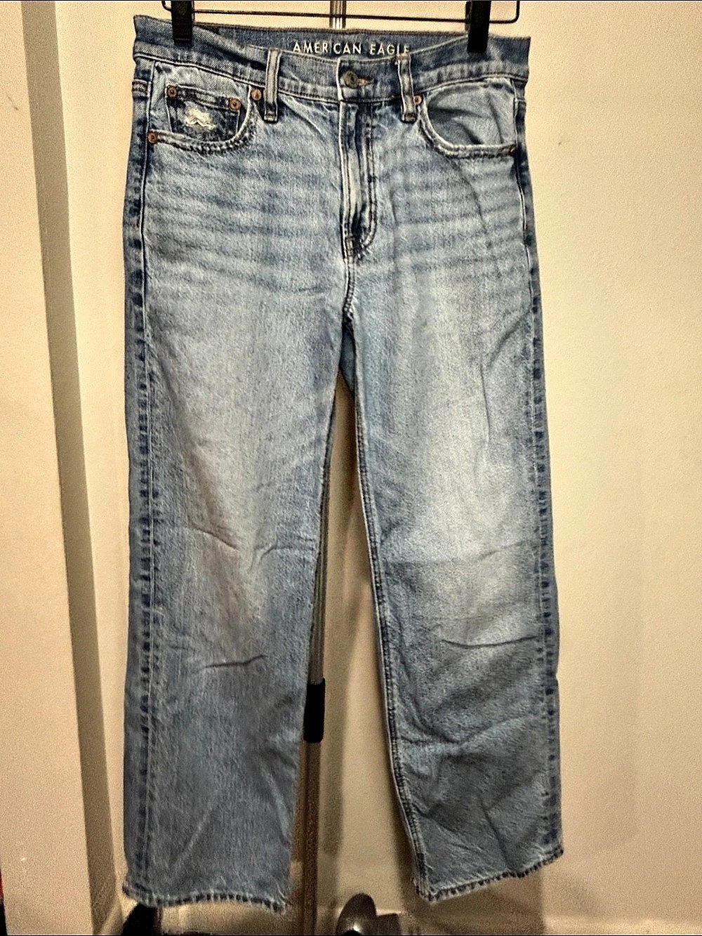 American Eagle AE High-Waisted Stovepipe Jean, Blue , Waist 00 Short